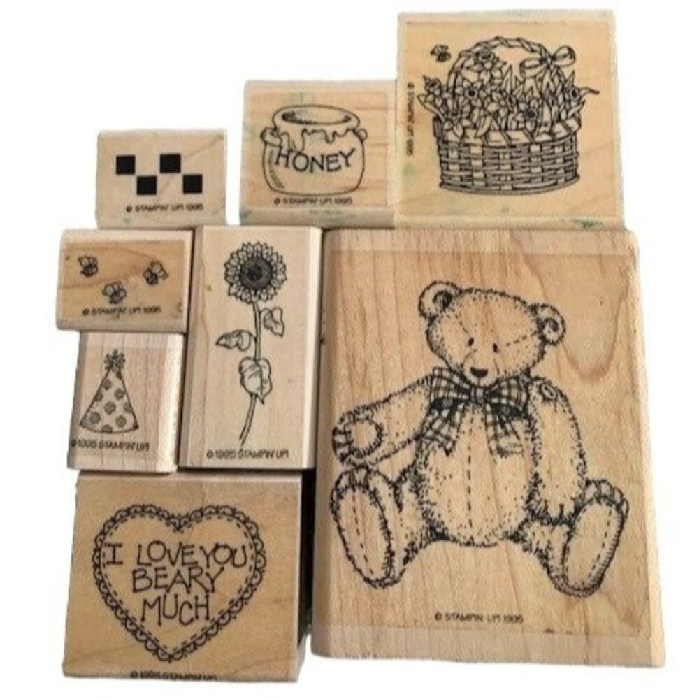 Stampin Up! Button Bear Rubber Stamp Set 1995 Crafting Fun & Adorable Designs
